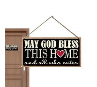 Letreros decorativos con texto en inglés "God Bless This Home All Who Enter