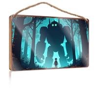 Letreros decorativos con texto en inglés "Silent Encounter: A Child Meets A Giant In The Forest" (20 x 30 cm)