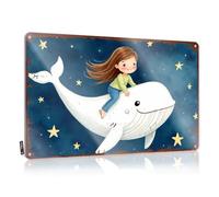 Letreros decorativos con texto en inglés "Whale Ride Under The Starry Night Sky" (30 x 40 cm)