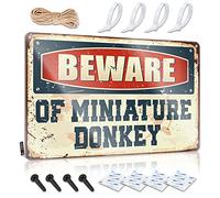 Letreros decorativos de bar con texto en inglés "Beware of Miniature Donkey Sign Bar Accessories Man Cave Back Yard Decoraciones (tamaño: 20 x 30 cm)