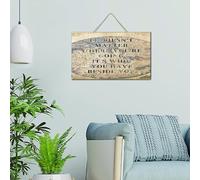 Letreros decorativos de madera con texto en inglés "It Doesn't Matter Where You're Going It's Who You Have Beside You", placa de madera positiva, con cita retro, mapa del mundo, arte de pared, lema
