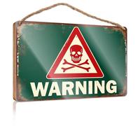 Letreros decorativos de madera con texto en inglés "Warning: Danger Ahead" para exteriores, decoración de otoño para colgar en la pared para hombres (20 x 30 cm)