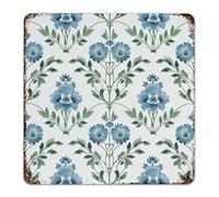 Letreros decorativos de metal rústico con diseño de flor mogol en azul, para exteriores, decoración de habitación floral exotique, decoración de habitación para hombres, letreros de garaje para patio,