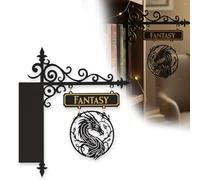 Letreros decorativos de taberna, separadores de metal con letrero de dragón para biblioteca del hogar y organización de rincones de lectura, o decoración acogedora estilo taberna, regalo decorativo