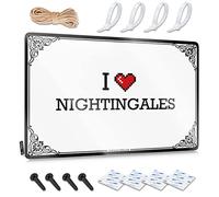 Letreros decorativos divertidos para decoración de oficina con texto en inglés "I Love Nightingales", accesorios de limpieza, arte colgante para cámper, sala de estar (20 x 30 cm)
