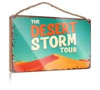 Letreros decorativos para baño con texto en inglés «Explore The Desert Storm Tour: Adventure Awaits!» (20 x 30 cm)