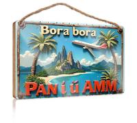 Letreros decorativos para decoración del hogar Bora Paradise: A Tropical Escape With Panorama Views Wooded Sign Outdoor Wall Decor Boss Day Gifts (20 x 30 cm)