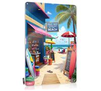 Letreros decorativos para habitaciones de granja | Beachside Surf Shop: un oasis tropical con colores vibrantes y vibraciones divertidas, preparado para sala de estar (30 x 40 cm)