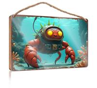 Letreros divertidos de cueva de hombre bajo el agua: The Lobster Diver'S Quest For Coral Treasur, letrero de madera para decoración de dormitorio, porche delantero, granja (23 x 35 cm)