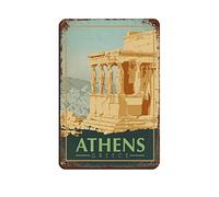 Letreros divertidos de estaño Atenas Grecia Viaje Estaño Signos Pintura Café Ópera Casa Arte Decoración de Pared Placa 30x20CM