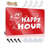 Letreros divertidos de estaño para hombre, diseño de billar Happy Hour Fish Royal (30 x 40 cm)