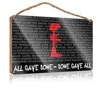 Letreros divertidos de madera con texto en inglés "All Gave Some Some Gave All Militar" para decoración del hogar, divertidos letreros familiares para pared A (23 x 35 cm)