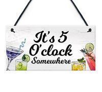 Letreros divertidos para bar con texto en inglés "5 O Clock Somewhere" para el hogar, para jardín, pub, regalo con alcohol