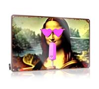 Letreros divertidos para bar con texto en inglés "Mona Lisa Enjoys A Pink Popsicle: A Contemporary Twist On" (30 x 40 cm)