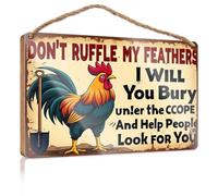 Letreros divertidos para decoración del hogar con texto en inglés "Don'T Ruffle My Feathers, I'Ll Bury You Under The Scope And Help People Look For You", decoración de pared para piscina (15 x 28 cm)