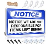 Letreros divertidos para exteriores con texto en inglés "Notice We Are Not Responsible For Items Left Behind" (30 x 40 cm)
