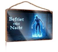 Letreros divertidos para habitación con diseño de fantasma brillante azul en ruinas antiguas, decoración vintage, cosas geniales para tu habitación (20 x 30 cm)