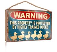 Letreros divertidos para puerta de baño con advertencia: Protegido por patos, decoración de dormitorio, letreros de otoño para decoración del hogar (15 x 28 cm)