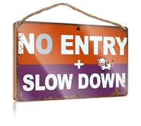 Letreros divertidos para puerta de invierno con texto en inglés «The Man Cave No Entry + Slow Down Winter Door Signance» (15 x 28 cm)