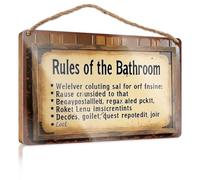 Letreros divertidos para reglas de bar para uso en el baño: limpio, enrasado, lavar las manos. Letrero colgante de madera para decoración de campistas (23 x 35 cm)