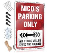 Letreros divertidos y vintage para decoración de pared - Nico's Parking Only Accesorios, humor, estilo retro, decoración para cruce (20 x 30 cm)