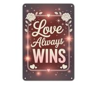 Letreros El Amor Siempre Triunfa. Sentimiento Romántico. Amor por Las Flores. Cartel De Hojalata Retro Letreros Metalicos para Hogar Oficina Ventanas 20X30Cm