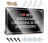 Letreros escandinavos vintage para pared, accesorios de sala de juegos, letrero retro de lata para el hogar y bar, 8 x 12 pulgadas con texto en inglés "I Love My Awesome Grandpa Is My Superhero