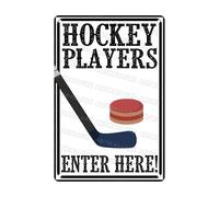 Letreros Hockey Jugadores De Hockey Entren Aquí Deportes Hockey Fiesta Aficionados Al Hockey Puerta Principal Divertidos Carteles De Metal Decorativo Placa De Pared Póster para Aula 30X20Cm