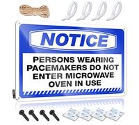 Letreros impermeables rústicos reutilizables | Aviso a las personas que usan marcapasos no entran en el horno microondas en uso, decoración de pared de metal novedosa para la playa y el hogar (30 x 40