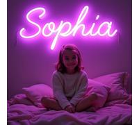 Letreros LED de neón personalizables, personalizables para dormitorio de niña, fiesta de cumpleaños, letrero de luz LED de neón grande personalizado con apellido, nombre, apodo, logotipo de nombre de