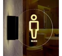 Letreros LED para baños, Letrero iluminado redondo de 8 pulgadas for baño hombres y mujeres, letrero decoración acrílico, for bar, club, hotel(C)