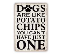 Letreros Los Perros Graciosos Son como Las Papas Fritas, No Puedes Comer Solo Uno. Cartel De Metal Divertidos Letrero De Metal para Cocina Habitación Sala De Estar 20X30Cm