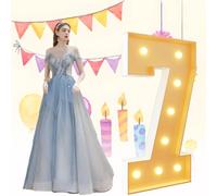 Letreros Luminosos Decorativos Grandes con Letras y Números, Tablero de Espuma Precortado, Decoraciones de Globos de Mosaico, Adecuados for Fiestas, Baby Showers, Bodas, Aniversarios(7,120cm)