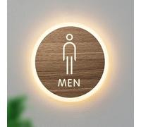 Letreros luminosos para baños, redondos de 20 cm (7,8 pulgadas), con luz LED, de acrílico, ideales para baños, bares, clubes y hoteles(B,Men's)