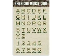 Letreros metálicos alfanuméricos para decoración de pared, póster de hojalata con código Morse americano, camuflaje, decoración retro para el hogar, placa para garaje, club, 8 x 12 pulgadas