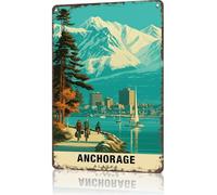 Letreros Metalicos Anchorage - El Encanto De Alaska, La Belleza De Anchorage, La Pintoresca Alaska 20X30Cm Carteles De Metal Divertidos Carteles Cartel De Chapa para Biblioteca Cafetería Patio