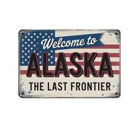 Letreros Metalicos Bandera De Alaska Bienvenido A Alaska Placas Pared Letrero De Estaño para Cueva Habitación Patio 20X30Cm