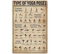 Letreros metálicos de conocimiento de yoga, pósteres de tipos de posturas de yoga, placas de enseñanza para estudios de yoga, decoración de pared para amantes del yoga, hogar, dormitorio, club, 8" x