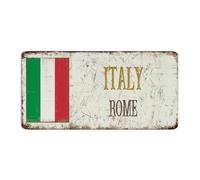Letreros metálicos de estilo rústico Italia-Roma, decoración de pared, letrero de aluminio para valla de salón, comedor, recuerdo de país nacional, arte de carretera, póster de regalo para puerta, 6 x