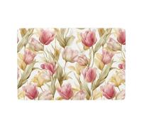 Letreros metálicos de tulipanes rosas con follaje amarillo, decoración de pared para baño, inodoro, baño, granja, patio, 20 x 30 cm