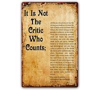 Letreros metálicos decorativos de pared con citas de Theodore Roosevelt sobre el discurso "El hombre en la arena". Póster de poesía para decoración de pared, ideal para la oficina o el dormitorio. Lá