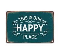 Letreros Metalicos Este Es Nuestro Lugar Feliz: Reunión Familiar Cartel De Chapa Decorativos Letrero De Metal para Bar Dormitorio Garaje 20X30Cm