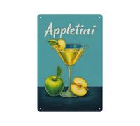 Letreros Metalicos Póster De Cóctel Apples Tini: Un Vívido Arte De Martini con Verdes Y Trozos De Lemon. 20X30Cm Letrero De Estaño Decorativos Cartel De Hojalata Letrero De Metal para Pub