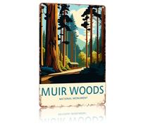 Letreros Metalicos Póster De Viaje del Monumento Nacional Muir Woods 20X30Cm Letrero De Estaño Divertidos Cartel De Chapa Cartel De Hojalata para Dormitorio Pub Sala De Estar