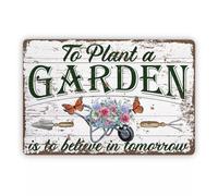 Letreros Metalicos Un Jardín Inspirador: Plantar Un Jardín Es Creer En El Mañana. Cartel Retro Letrero De Estaño para Sala De Estar Patio Hogar 20X30Cm