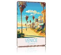 Letreros Metalicos Venecia Los Ángeles Cartel Retro Letreros para Sala De Estar Pub Puerta 20X30Cm