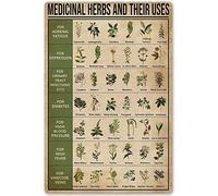 Letreros metálicos vintage de hierbas medicinales y sus usos. Carteles retro divertidos para garaje, cueva de hombre, puerta principal, interior, exterior, oficina, garaje, bar, cafetería. Decoración