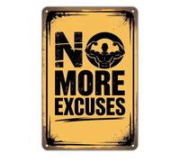 Letreros Motivación para Ponerte En Forma: ¡Se Acabaron Las Excusas! Cartel De Metal Divertidos Letrero De Metal para Baño Pub Puerta 20X30Cm