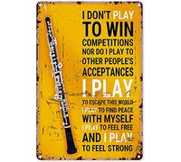 Letreros musicales para pared con texto en inglés "I Don't Play to Win I Play to Find Peace with Myself", instrumento musical, instrumento musical, letrero de metal, decoración de estaño, letrero de