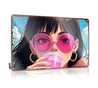 Letreros para adultos con texto en inglés «For Man Cave Chic Sunglasses and Pink Drink: A Summer Vibe» - Letrero de lata de café (20 x 30 cm)